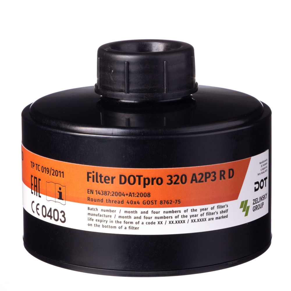 Kombi filter DOTpro 320 A2P3 RD gir beskyttelse mot følgende skadelige stoffer:

Kombinasjon av organiske gasser og damper med et kokepunkt> 65 ° C;

Filteret beskytter eksempelvis f.eks. mot

Løsningsmidler ved maling, lakk og limarbeid.
Klorer